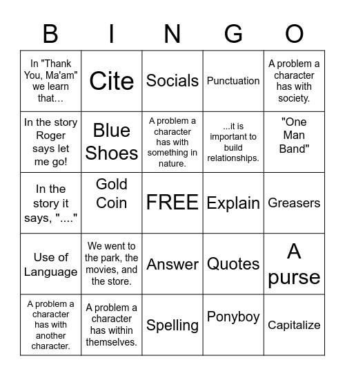 Getting Along Bingo Card