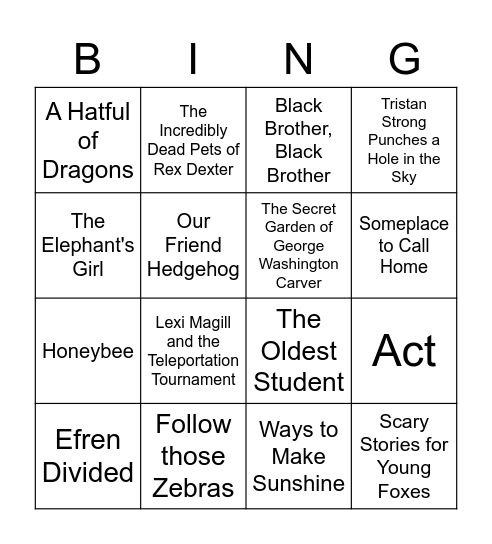 2021-22 Bluebonnet Books Bingo Card