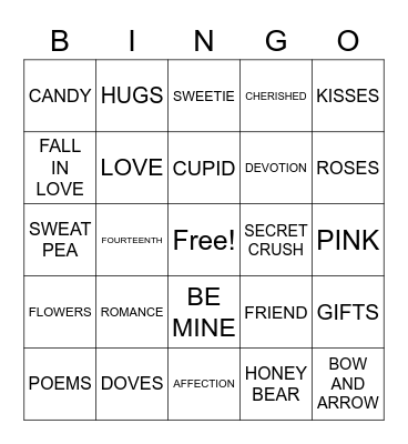 VLENTINE'S DAY BINGO Card