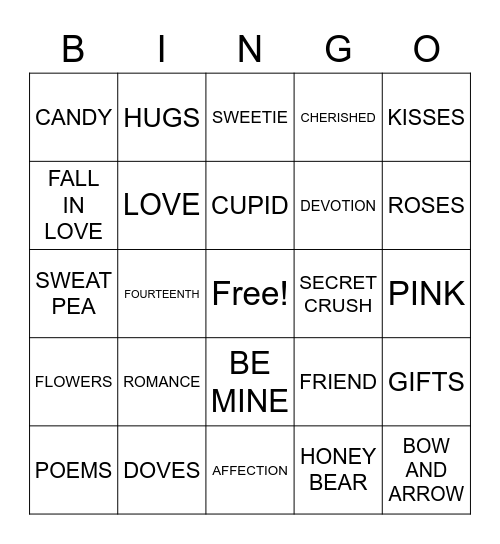 VLENTINE'S DAY BINGO Card