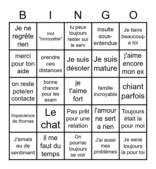 réponse eidi Bingo Card