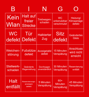 DB ICE Bingo Card