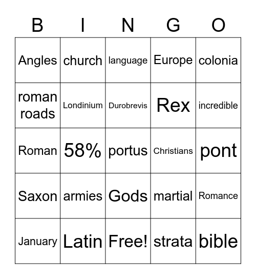 Latin BINGO! Bingo Card