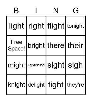 Long i Bingo Card