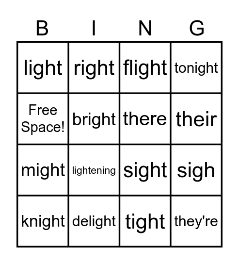 Long i Bingo Card