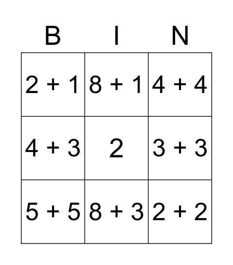 Number Bingo 1-11 Bingo Card