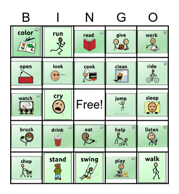 Action words BINGO Card