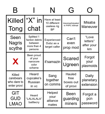 NOVA Bingo Card