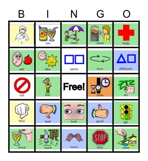 Unity Core Words Bingo Card