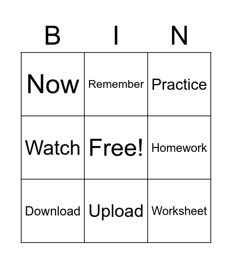 Unit 1 Bingo Card