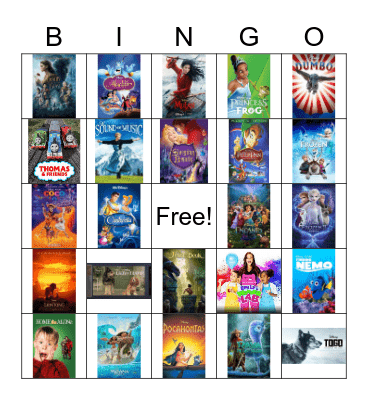 TV and Movie Bingo Card