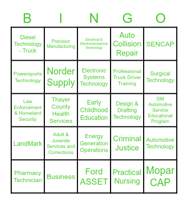 SCC Opportunity Fair Bingo Card