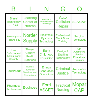 SCC Opportunity Fair Bingo Card