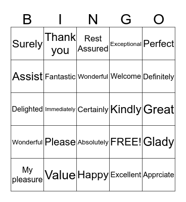 Delightful Words  Bingo Card