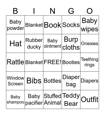 Baby Bingo Card