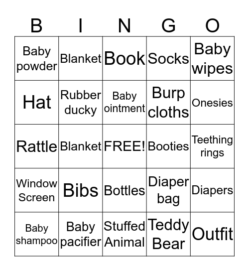 Baby Bingo Card