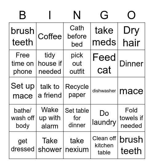 morning Bingo Card