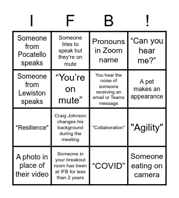 IFB BINGO! Bingo Card