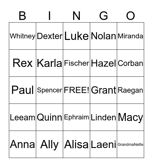 Day/Smith Family Reunion 2015 Bingo Card