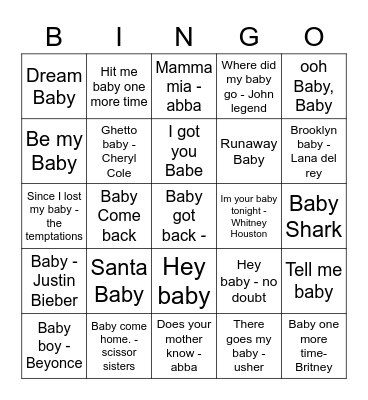 Laura's Baby Bingo Card