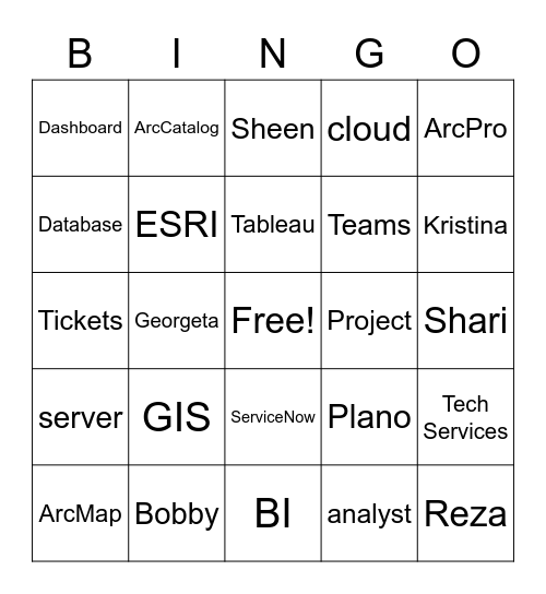 OUR Bingo Card