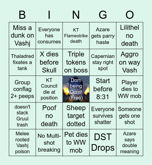 TNS Raid Bingo! Bingo Card