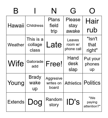 Rogers Bingo Card