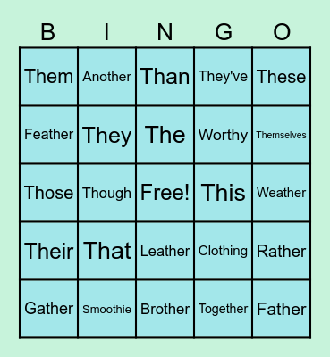 Voiced Th Bingo Card