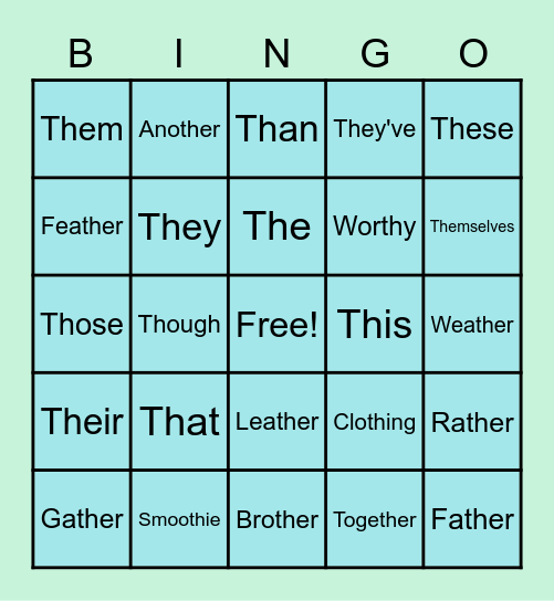 Voiced Th Bingo Card