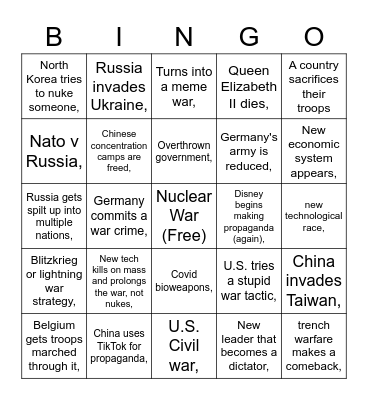 WWIII Bingo Card