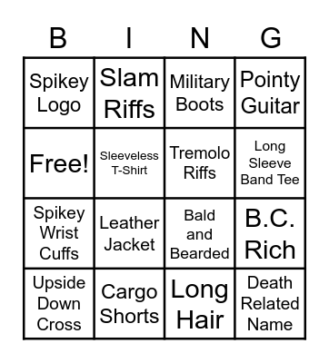 Death Metal Bingo Card