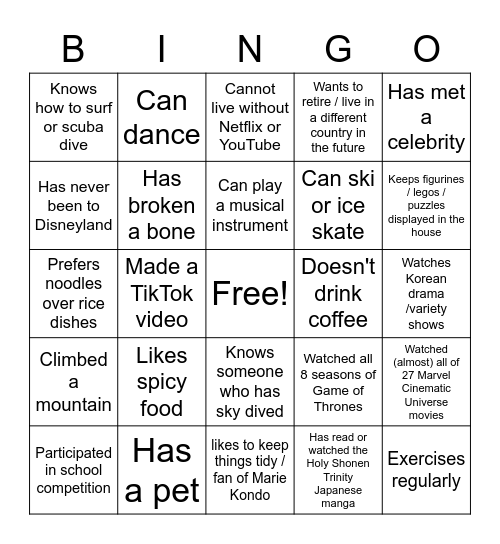 AICOE Bingo Card