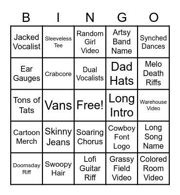 Metalcore Bingo Card