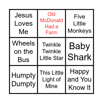 Ethos Kids SINGO Bingo Card