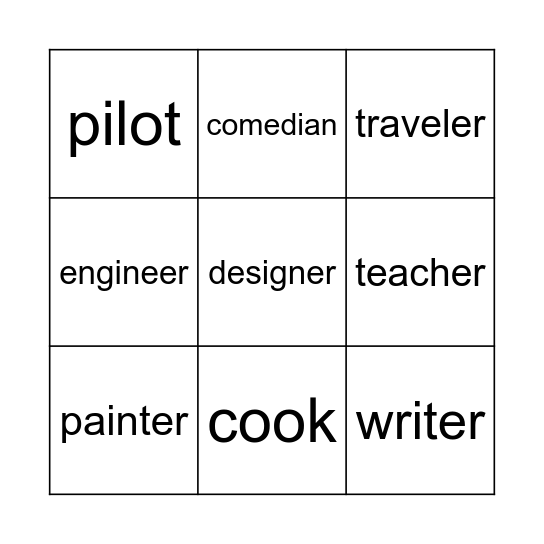 I want to be a... Bingo Card