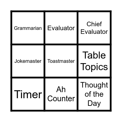 TM Roles Bingo Card