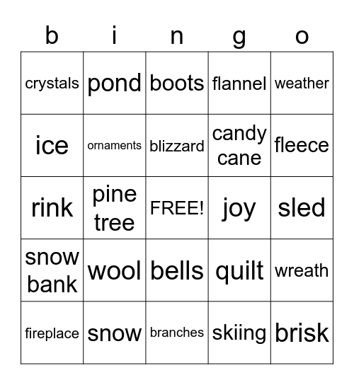 Winter Bingo Card