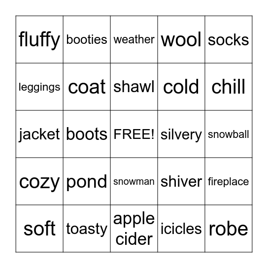 Winter Bingo Card