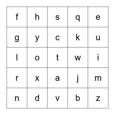 Small case ABC Bingo Card