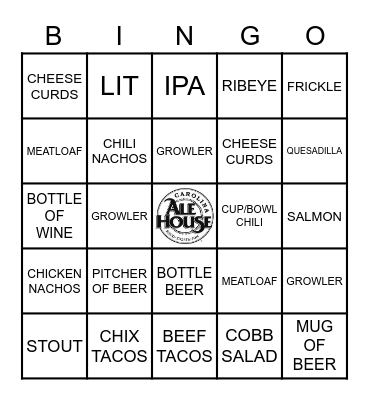 Carolina Ale House Bingo Card