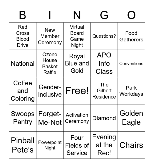 APO BINGO! Bingo Card