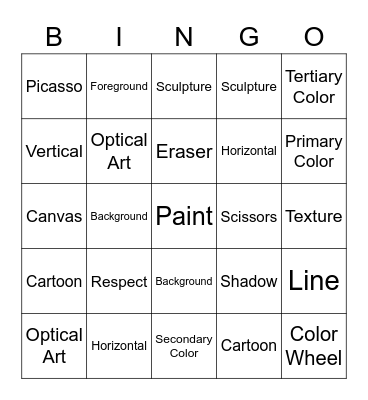 Art Vocab Bingo Card