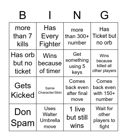 Encounters Bingo Card