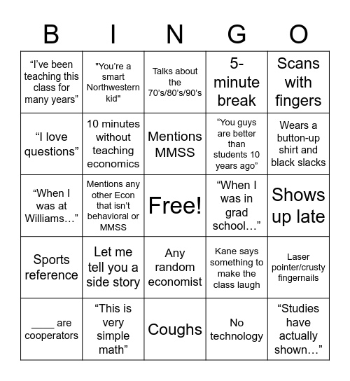 Eric Bingo Card