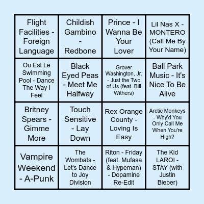 The Prince Music Bingo - Round #2 Bingo Card