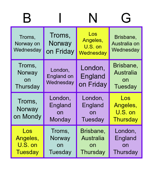 Weather Bingo v1. Jim Bingo Card