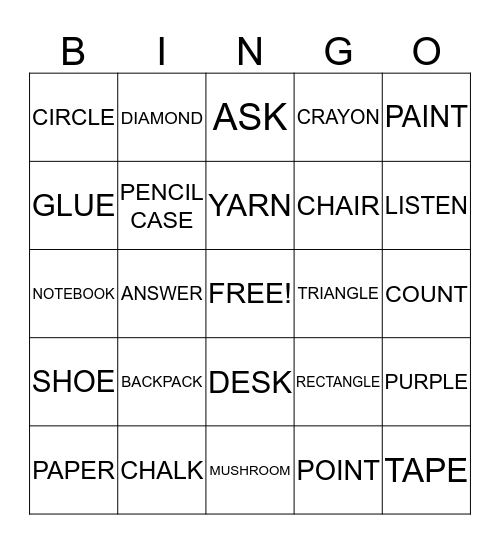 REVIEW Bingo Card