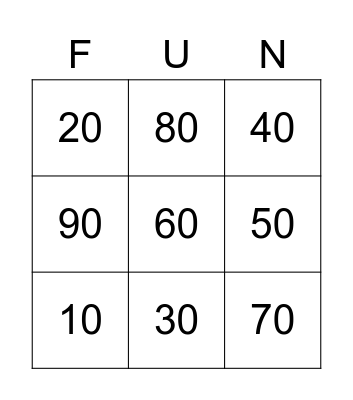 100 days of school Bingo Card