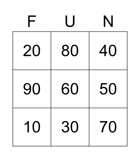 100 days of school Bingo Card