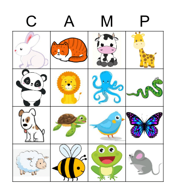 Animals Bingo Card